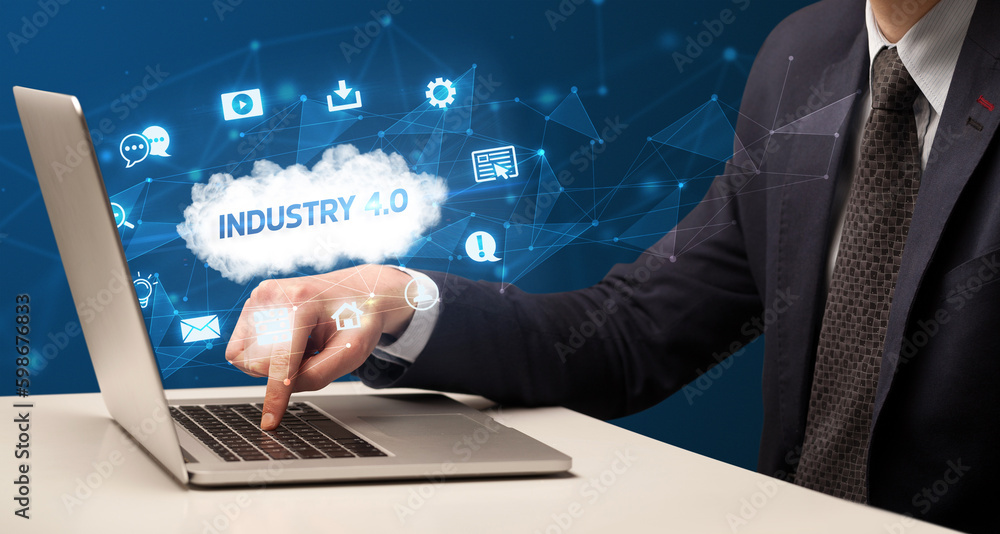 Businessman working with laptop concept