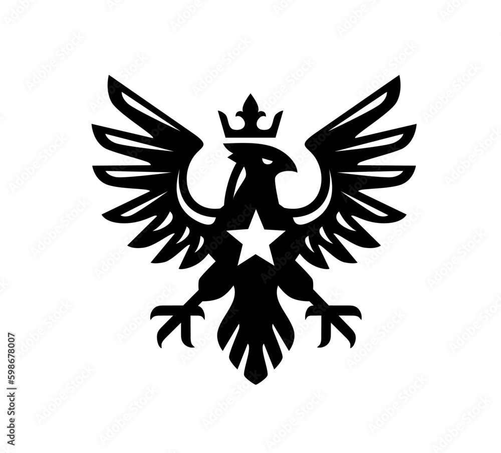 Fototapeta premium Black eagle symbol, design emblem. Generative AI