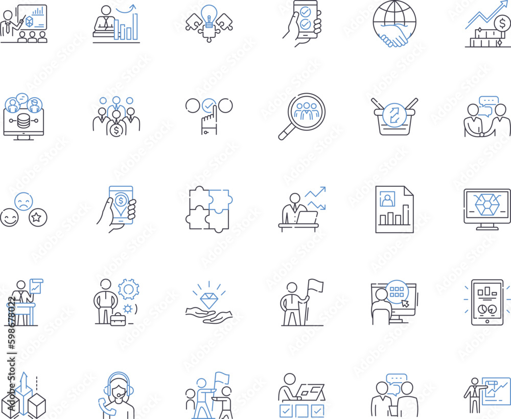Initiative line icons collection. Drive, Leadership, Ingenuity, Resourcefulness, Motivation, Creativity, Action vector and linear illustration. Courage,Proactivity,Ambition outline signs Generative AI
