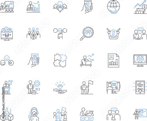 Initiative line icons collection. Drive, Leadership, Ingenuity, Resourcefulness, Motivation, Creativity, Action vector and linear illustration. Courage,Proactivity,Ambition outline signs Generative AI