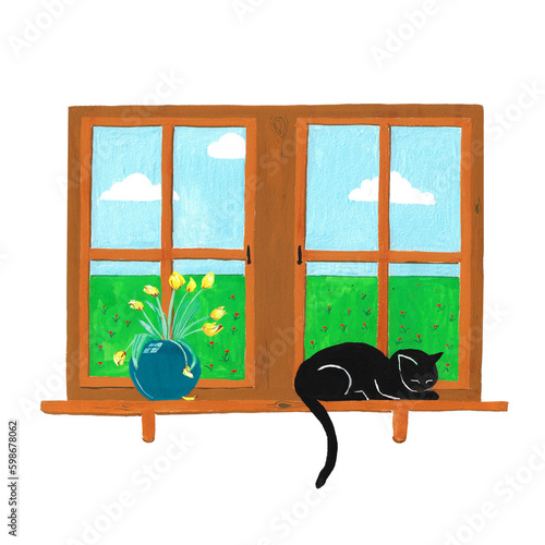 Black cat in the window