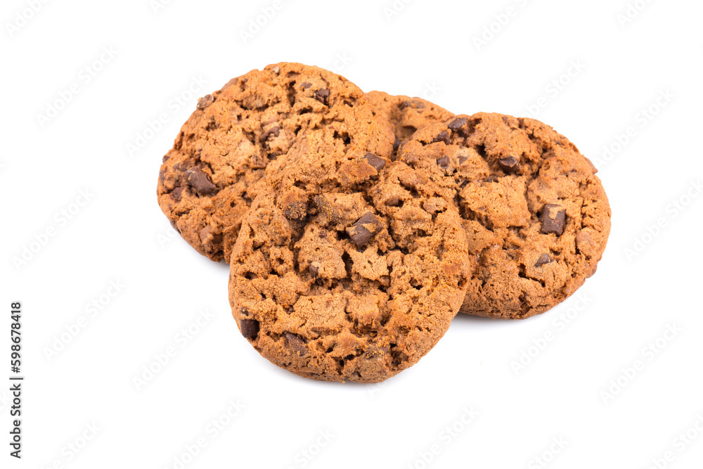 Chocolate chip cookies isolated on white Chocolate chip cookies isolated on white