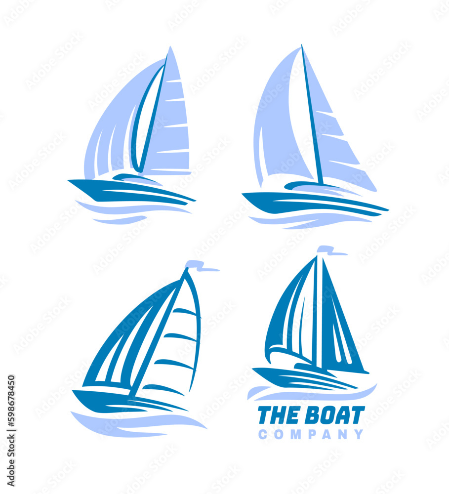 Sail boats vector emblem design. Generative AI