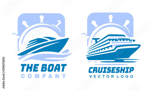 Speed and cruise boat emblem. Generative AI