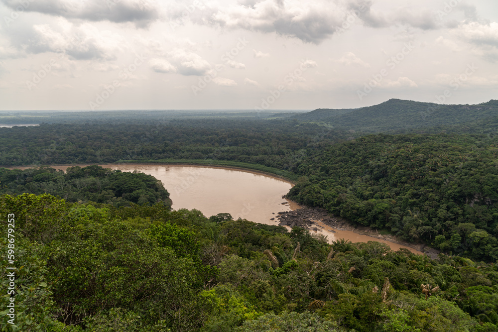 Views of the river in the Colombian Amazon area from the hill