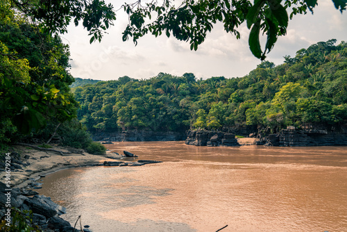 Views of the river in the Colombian Amazon area from the hill