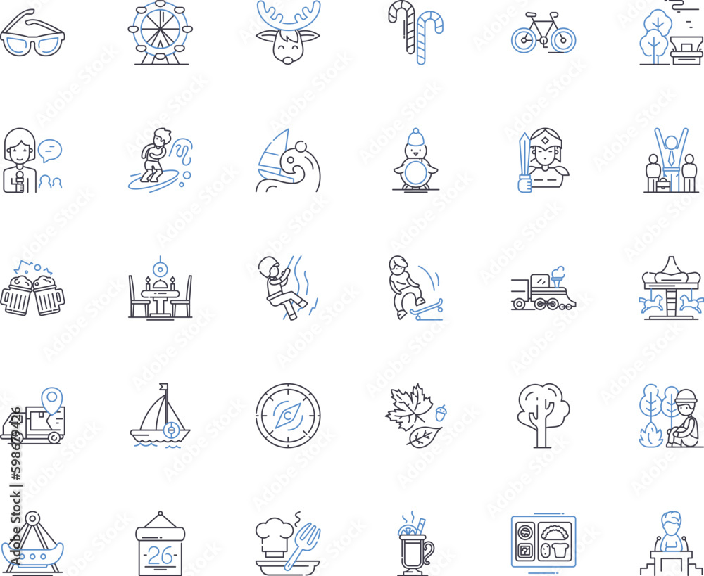 Festive occasions line icons collection. Celebration, Holiday, Cheer, Festivity, Joy, Decorations, Gathering vector and linear illustration. Tradition,Family,Feast outline signs set Generative AI
