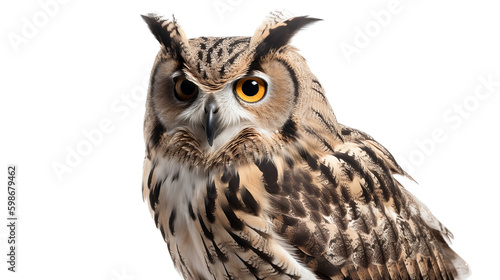 eagle owl isolated on white background