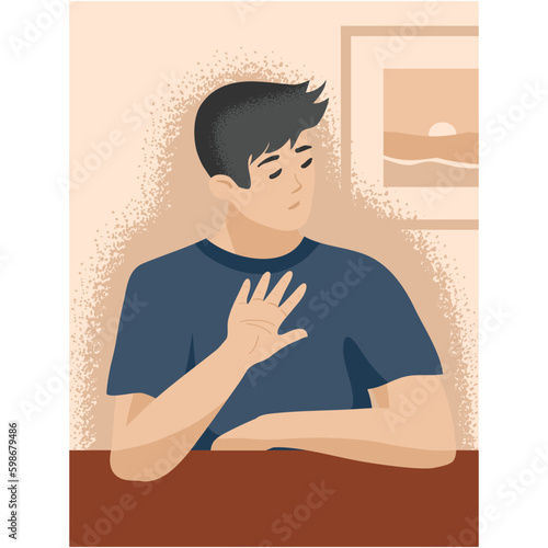 Man gesturing stop sign with hand vector