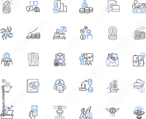 Gaining profits line icons collection. Revenue, Income, Returns, Earnings, Gain, Profitability, Lucrative vector and linear illustration. Wealth,Net,Margin outline signs set Generative AI