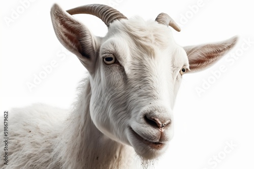 close up of a white goat