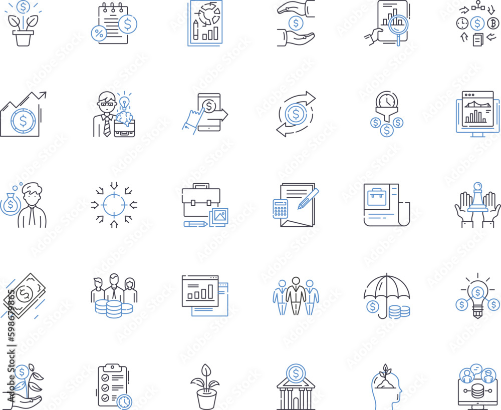 Hedge Fund line icons collection. Investments, Returns, Hedge, Portfolio, Arbitrage, Risk, Capital vector and linear illustration. Management,Performance,Derivatives outline signs set Generative AI