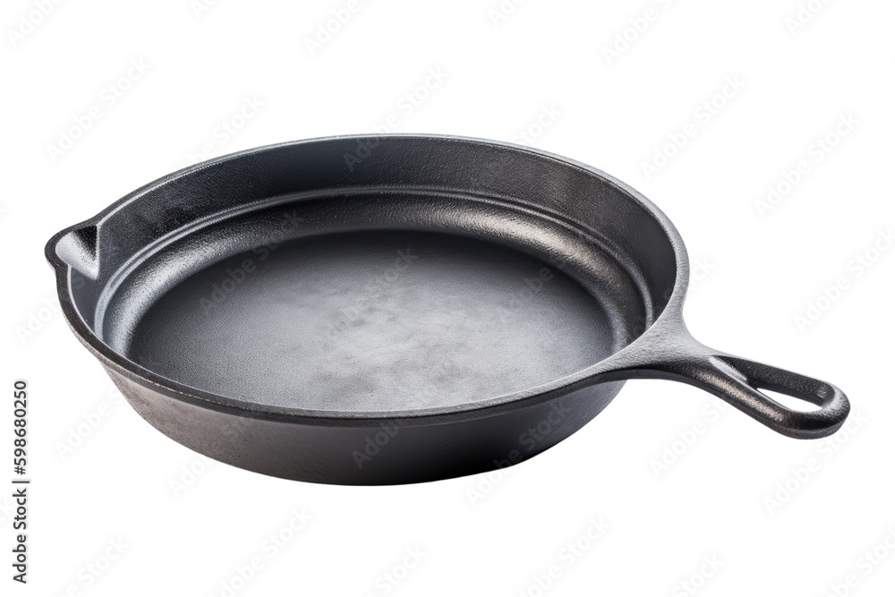 cast iron frying pan isolated on a transparent background, generative ai cast iron frying pan isolated on a transparent background, generative ai