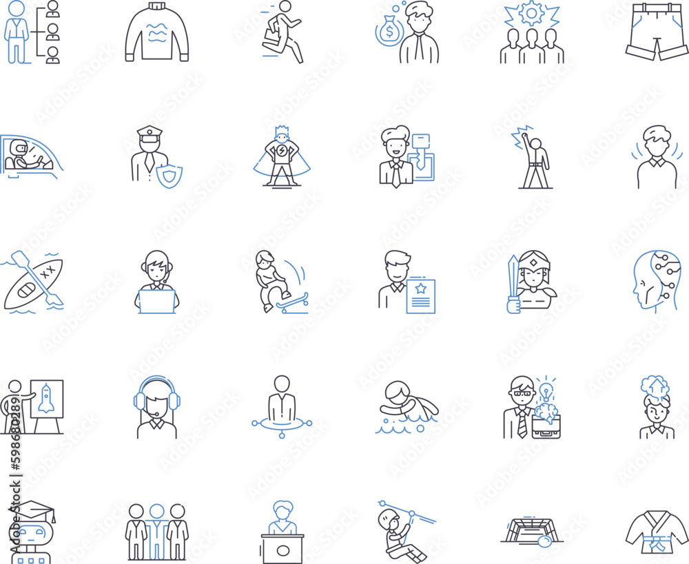 Guys line icons collection. Masculine, Charming, Strong, Athletic, Confident, Loyal, Funny vector and linear illustration. Intelligent,Handsome,Stylish outline signs set Generative AI Guys line icons collection. Masculine, Charming, Strong, Athletic, Confident, Loyal, Funny vector and linear illustration. Intelligent,Handsome,Stylish outline signs set Generative AI
