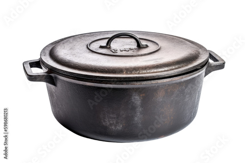 cast iron dutch oven isolated on a transparent background, generative ai