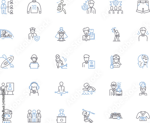 Guys line icons collection. Masculine, Charming, Strong, Athletic, Confident, Loyal, Funny vector and linear illustration. Intelligent,Handsome,Stylish outline signs set Generative AI