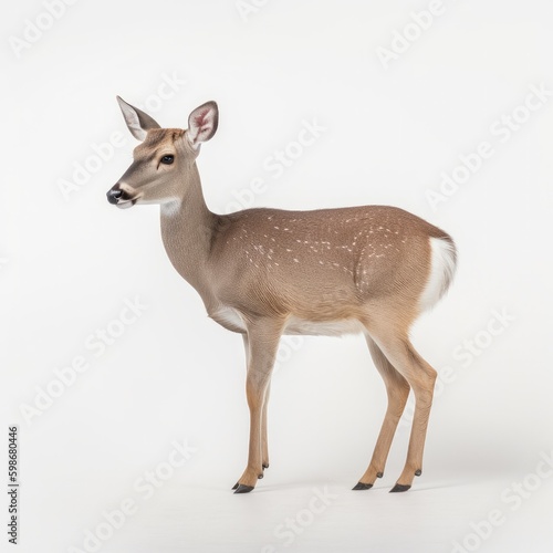 deer, animal, wildlife, mammal, nature, wild, doe, antelope, brown, buck, fawn, grass, park, ears, young, roe, isolated, stag, baby, outdoors, white, fur, white background, safari, whitetail