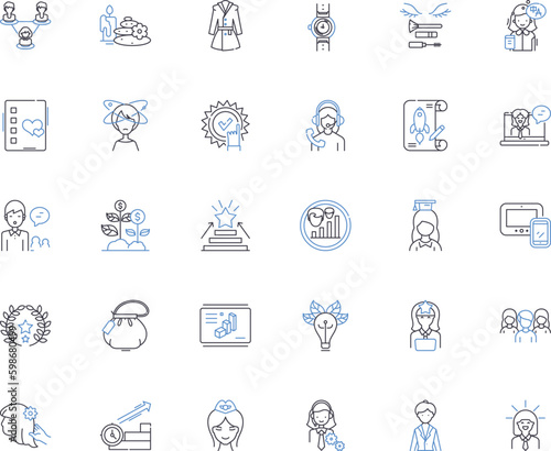 Gender equality line icons collection. Equity, Empowerment, Feminism, Inclusion, Progress, Justice, Balance vector and linear illustration. Diversity,Opportunities,Liberation outline Generative AI