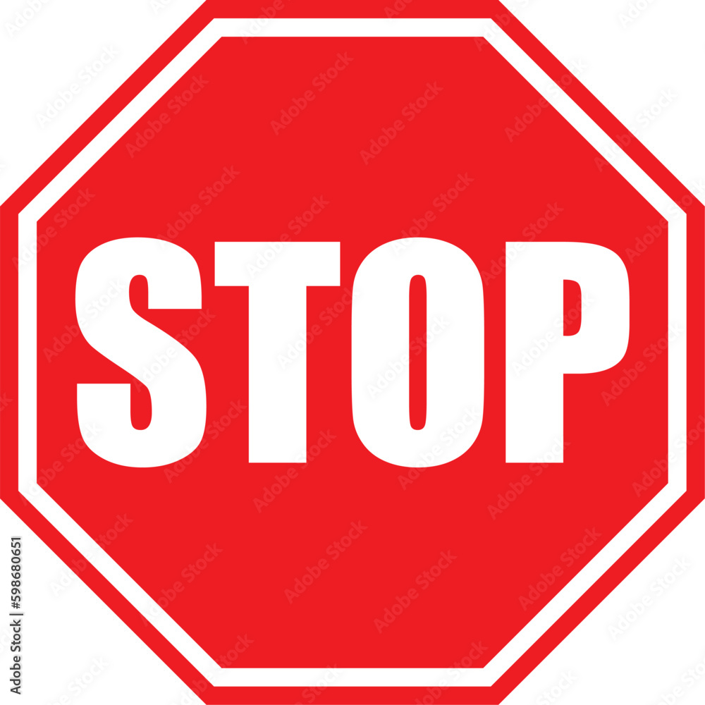 Traffic rules warning stop symbol Red Stop Sign logo isolated on white