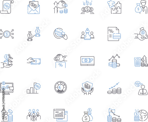 Financial Management Center line icons collection. Budgeting, Forecasting, Planning, Investing, Savings, Accounting, Analysis vector and linear illustration. Generative AI