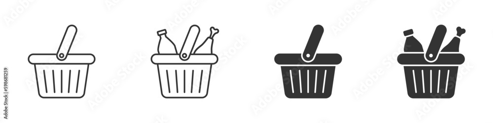 Basket of food icon. Supermarket basket icon. Vector illustration. - obrazy, fototapety, plakaty 