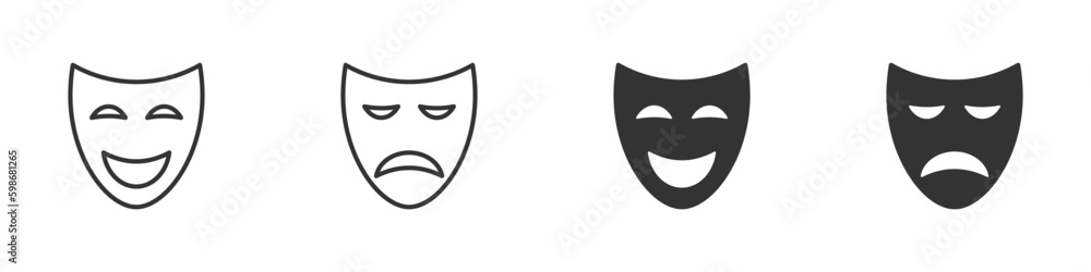 Comedy and tragedy mask icon. Vector illustration.