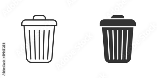Trash can icon. Bin icon. Simple design. Vector illustration.