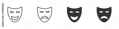 Comedy and tragedy mask icon. Vector illustration.