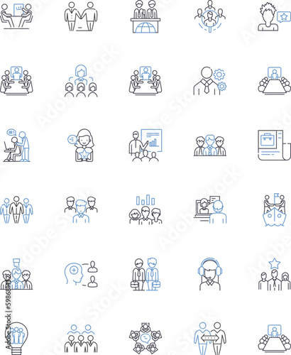 Employees line icons collection. Motivation, Dedication, Productivity, Loyalty, Engagement, Satisfaction, Commitment vector and linear illustration. Talent,Development,Efficiency outline Generative AI