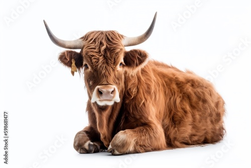 highland cow isolated on white background