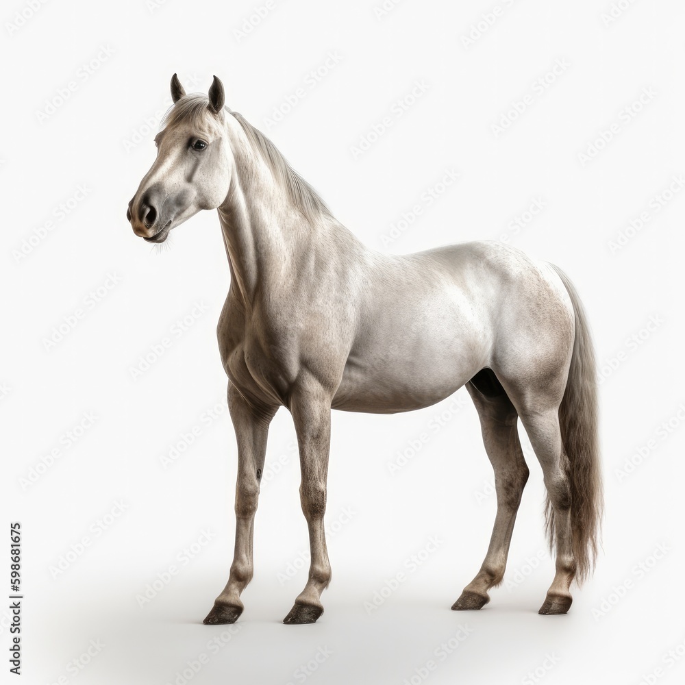 Obraz premium horse, animal, brown, farm, foal, nature, stallion, grass, mammal, mare, field, horses, isolated, pasture, standing, equine, meadow, white, green, equestrian, mane, chestnut, animals, beautiful, colt