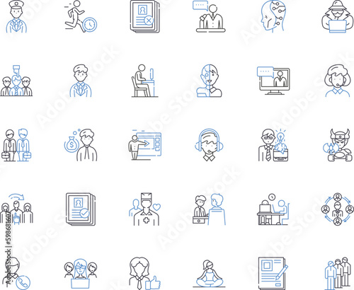Employment seeking line icons collection. job, career, resume, interview, nerking, application, experience vector and linear illustration. references,qualifications,skills outline signs Generative AI