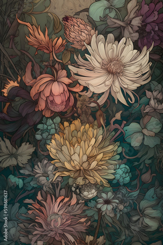 floral background, light beautiful colors, trending on artstation. generative ai
