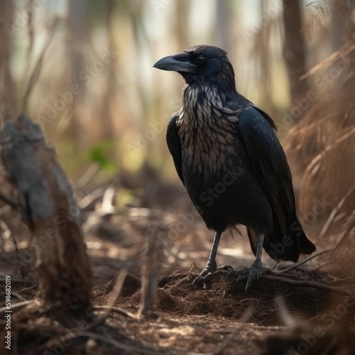 Crow in natural habitat  generative AI 