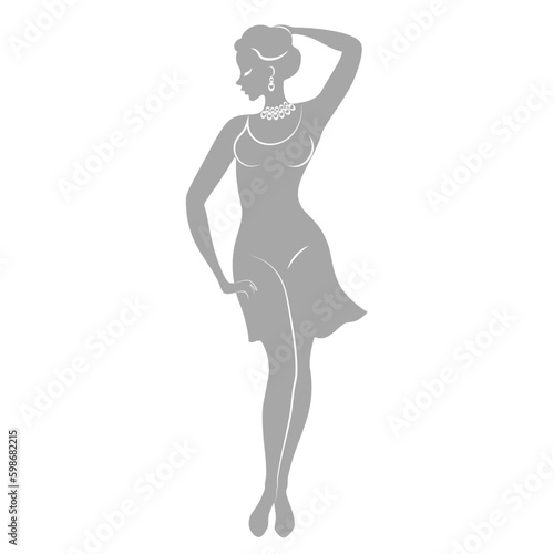 Silhouette of a woman in style. The girl is slender and beautiful. Lady is suitable for aesthetic decor  posters  stickers  logo. Vector illustration