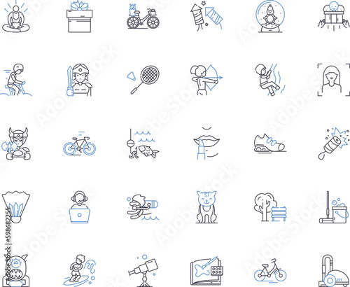 Dynamic living line icons collection. Growth, Movement, Energy, Vitality, Passion, Adaptability, Resilience vector and linear illustration. Agility,Flexibility,Endurance outline signs Generative AI