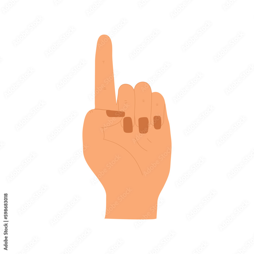 Mudra dragon tooth, flat illustration isolated on white background, hand gesture Mudra dragon tooth, flat illustration isolated on white background, hand gesture