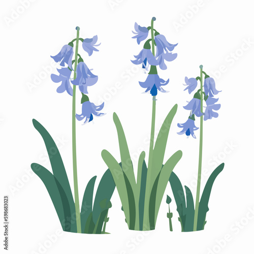 A collection of bluebell flower stickers made in Adobe Illustrator.