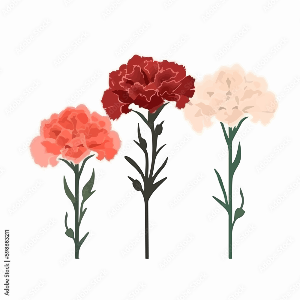 A pack of festive carnation flower stickers with bright, bold colors.