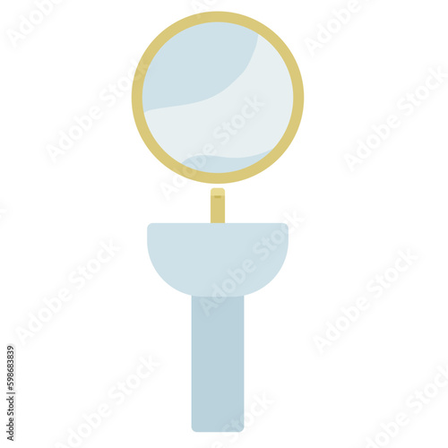 Sink with mirror on white background