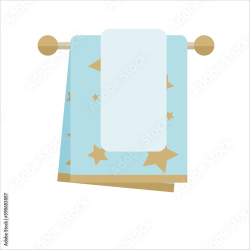 Holder with bath towel on white background