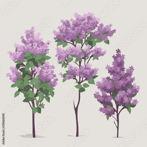 Set of delicate lilac stickers to add a touch of beauty to your artwork. © Llama-World-studio