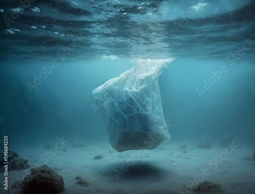 Plastic in the ocean. pollution. environmental disaster. generated by AI