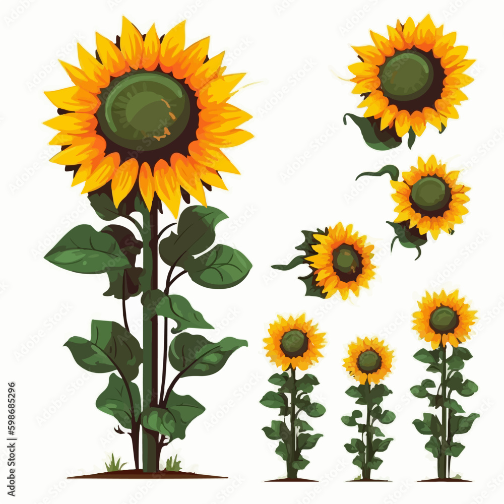 Obraz premium A diverse collection of sunflower-inspired vector art.