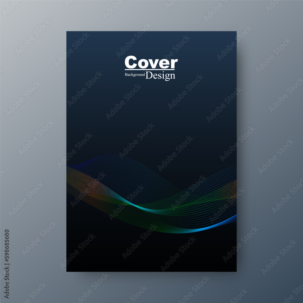 Fototapeta premium Creative colors line blend effect on cover design template with space for place text for flyer, book, brochure or poster. 