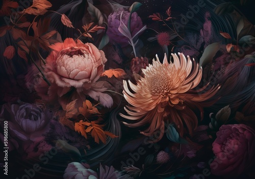 Elegant Bright Floral Blossom Plant Flower Digital Generated Illustration Artwork Template   © Artificial Ambience
