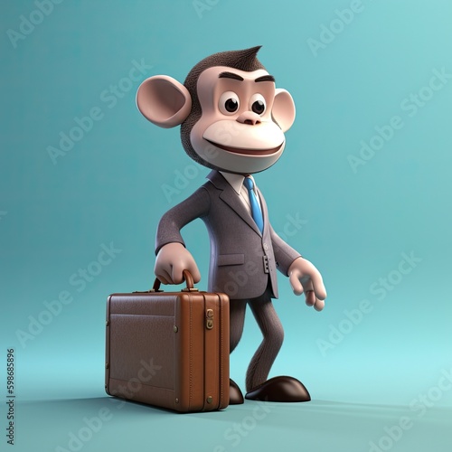 Cute Cartoon Monkey in a Bu...