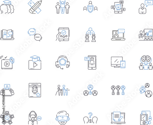 Conversation line icons collection. Dialogue, Talk, Exchange, Discussion, Discourse, Banter, Chat vector and linear illustration. Communication,Debate,Interaction outline signs set Generative AI