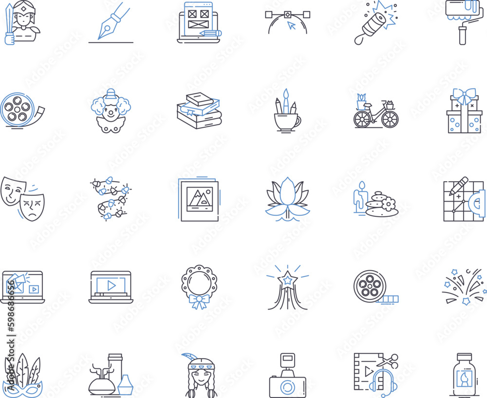 Craft ideas line icons collection. DIY, Creativity, Knitting, Crochet, Sewing, Painting, Origami vector and linear illustration. Decoupage,Scrapbooking,Embroidery outline signs set Generative AI