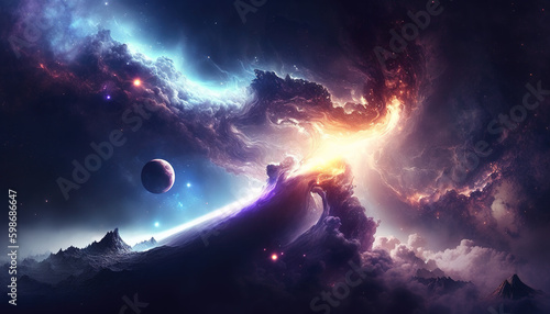 a cool and epic inspired galaxy theme, wallpaper style, generative ai technology